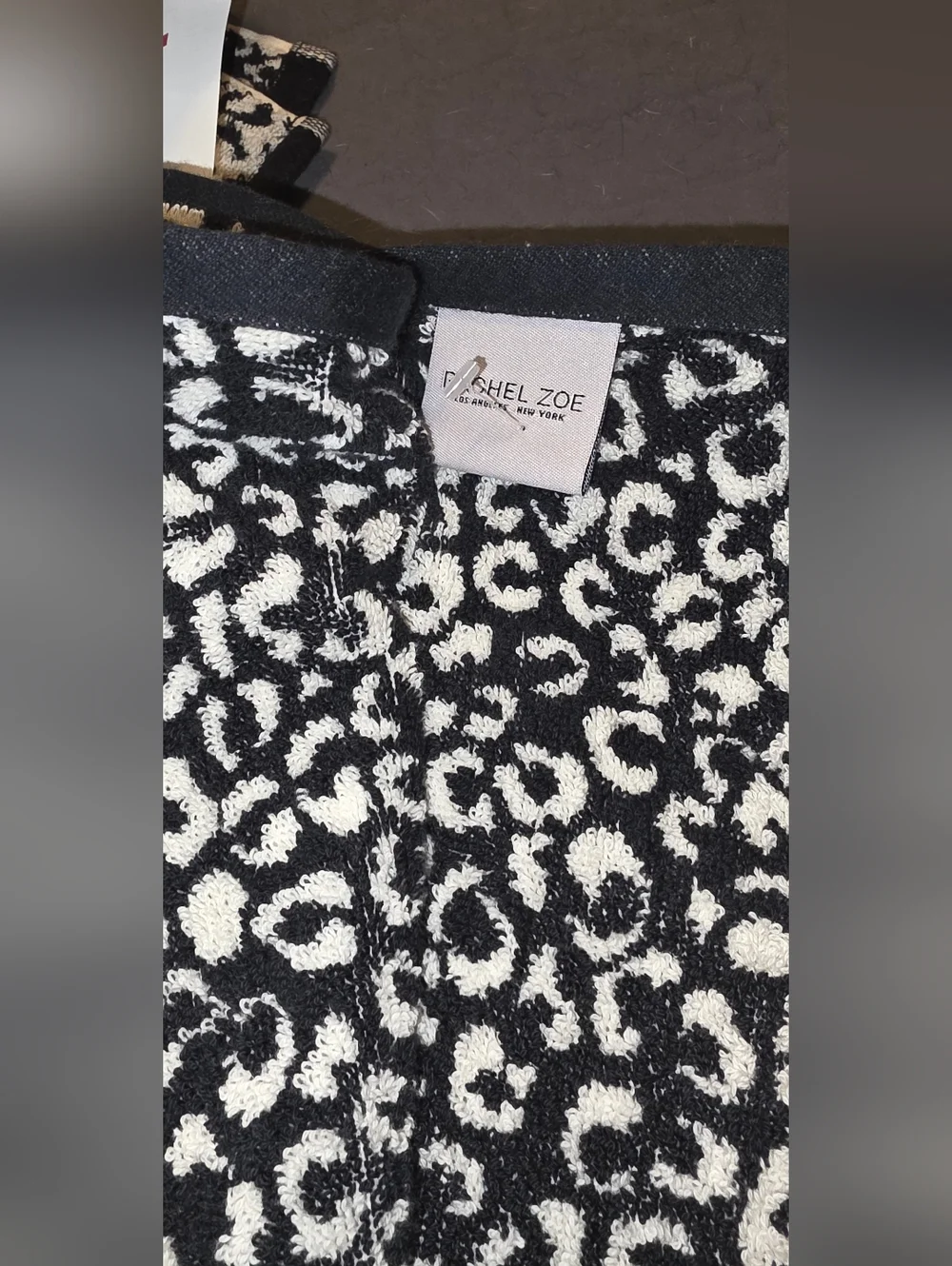Rachel Zoe Black & Off White Leopard Cotton Bath Towel Set-4 Piece